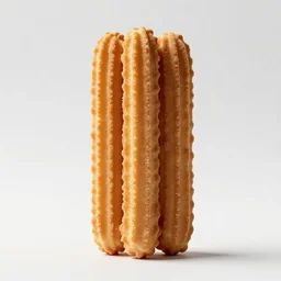 velvet churros, photorealistic, isolated on a pure white background, centered, entire object in frame, sharp focus, soft studio lighting