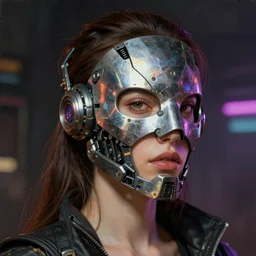 woman made of mech mask rendered in unreal engine, cyberpunk, rave, scifi, painted by albrecht durer | bernard buffet | carne griffiths | wlop
