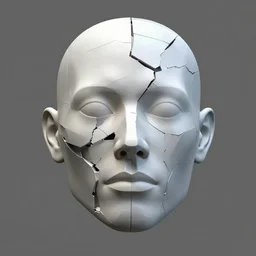 human face as broken 3 d meshes