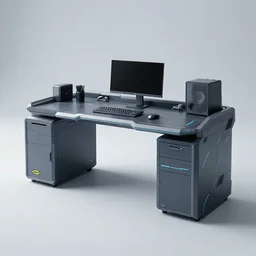 IKEA catalogue photo of a cyberpunk bureau, by Paul Lehr