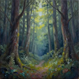 fairy dust forest, oil and acrylic on canvas, surrealism, high detail