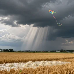 flying a kite in a rice pudding storm, rice pudding storm