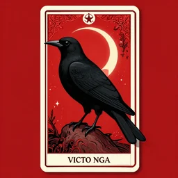 beautiful digital fantasy illustration of a black bird with a red background, poster art by victo ngai, vanitas, wiccan, tarot card, angel sitting on a rock, abyssal warmth, octane render, detail texture, unreal engine, 8 k, photographic quality, ultra hyper realistic quality