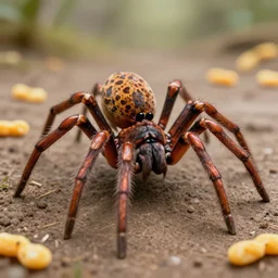 A spider with cheetos as arms, hyperrealism, 4k