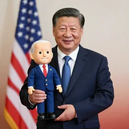 xi jinping holding a joe biden doll
