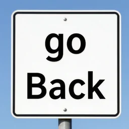 road sign that says go back, times new roman font
