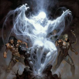 spawn, ghostly apparition, digital painting masterpiece by frank frazetta and kim jung gi and mœbius and mike mignola, 4 k wallpaper, highly detailed, intricate brush strokes