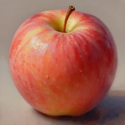 beautiful aesthetic inspirational digital oil painting of a close - up apple, by greg rutkowski, ultra detailed, fine details, trending on artstation, volumetric light.