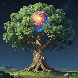 tree of life, 🌌, trending on artstation, pixiv, hyperdetailed Unreal Engine 4k 8k ultra HD, Stanley Artgerm Lau, WLOP, Rossdraws, James Jean Marc Simonetti Ruan Jia and Mandy Jurgens and Artgerm and William-Adolphe Bouguerea Sakimichan, yuru camp, illustration, digital art,