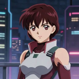 anime fine details portrait of Samus in front of cyberpunk moder city landscape on the background deep bokeh, close-up view, anime masterpiece by Studio Ghibli. 8k, sharp high quality anime, artstation