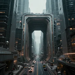 Portal to another dimension in a dystopian city