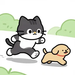 a cartoon cat chasing a cartoon dog