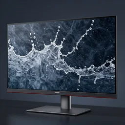16:9 monitor with splashes of water on the screen