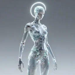 biomechanical lich covered with glass transparent skin, artgerm, wlop, glowing halo, octane render, peter mohrbacher, artstation