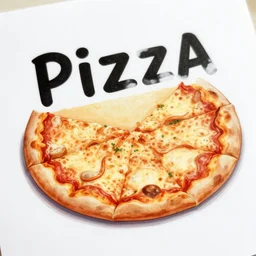 a paper with the text pizza on it