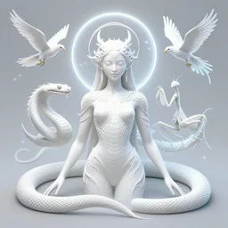 portrait neo - tribal cosmic vibrational being, ancient power, white rattlesnake, water falcon, white dragon, white mantis, plasma halo, intricate artwork by artgerm, greg rutkowski, and kilian eng, symmetrical!!! digital illustration, hyper detailed!!!, super sharp, crisp, smooth, vibrant colors!!! smooth gradients!!!! depth of field, aperture f 1. 2