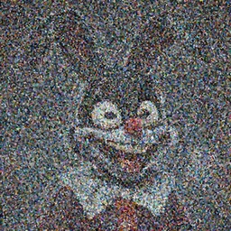 A extremely highly detailed majestic hi-res beautiful, highly detailed head and shoulders portrait of a scary terrifying, horrifying, still of a creepy black cartoon clown rabbit in eraserhead with scary big eyes, earing a shirt laughing, hey buddy, let's be friends, in the style of Walt Disney animation