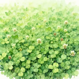 clover field, high quality watercolors, award winning, trending on artstation