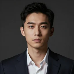 centered portrait of a businessman with no soul