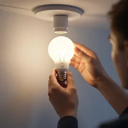 a person fixing lightbulbs, realistic, 8k, artstation, octane render, detailed