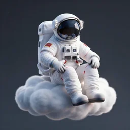 an astronaut sitting on a cloud, 3d art by marco zagara