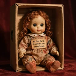 the creepy doll in the box asking if you will fix it a snack too while you are up, studio lighting, warm colors