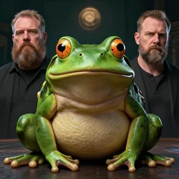 hyperrealistic mixed media image of a info wars alex jones as a bullfrog, stunning 3 d render inspired art by greg rutkowski and xiang duan and thomas eakes, perfect symmetry, flesh texture, realistic, highly detailed attributes and atmosphere, dim volumetric cinematic lighting, 8 k octane detailed render, post - processing, masterpiece,