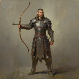 elven archer, wearing elven tribal ornamented armor, full body concept, by beksinski, weta workshop concept art, ruan jia, edward hooper, oil painting