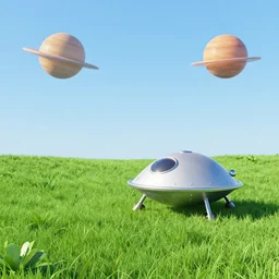 next to a small spaceship, landed on a grass field, on a remote planet, from a space themed point and click 2 d graphic adventure game, art inspired by thomas kinkade and mark keathley and greg rutkowski