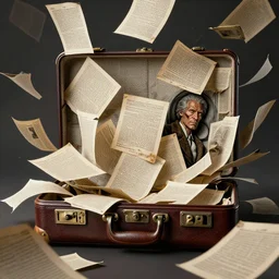 papers falling out of briefcase, beksinski, wayne barlowe, very coherent symmetrical artwork, cinematic, hyper realism, high detail, octane render, 8 k