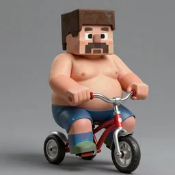 hyper realistic absurd, silly, making faces, obese steve buscemi riding a tiny tricycle, painted by greg rutkowski, wlop, artgerm