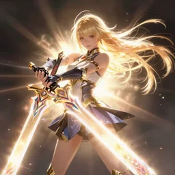a girl wielding a photon sword phantasy star online art