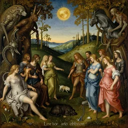 epic cinematic saga about life and death. men and women, nature and machines, gods and animals - all meet here for love, war and oblivion., painted by Hieronymus Bosch