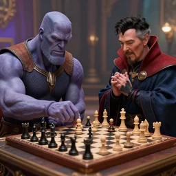 thanos playng chess with doctor strange, detailed 4 k