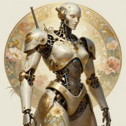 portrait of the unexpected, robot steampunk, floral! horizon zero dawn machine, intricate, elegant, highly detailed, ray tracing, digital painting, artstation, concept art, smooth, sharp focus, illustration, art by artgerm and greg rutkowski and alphonse mucha, 8 k