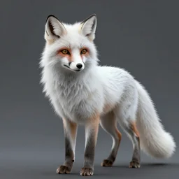 portrait of a beautiful white fox with an appealing female body, trending on artstation, corona render