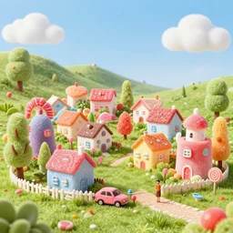 Small little village made of candy by thomas kinkade, ultra detailed, advanced digital art, 8l