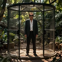 nicolas cage trapped in a zoo cage