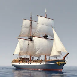 sailing vessel, lowbrow, 3 - d, highly detailed, in the style of alexander jansson,