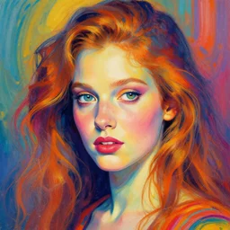 A psychedelic portrait of 😍, vibrant color scheme, highly detailed, in the style of romanticism, cinematic, artstation, Moebius, Greg rutkowski
