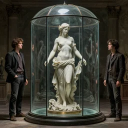 Aphrodite in a glass prison, masterpiece by Edgar Maxence and Ross Tran and Michael Whelan, gustav dore, 8k, octane render