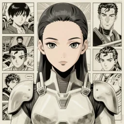 un dia de paz! kat dennings in futuristic armor by iris van herpen, arte koto no ha no niwa, makoto shinkai, moebius, milo manara, hugo pratt, french comic art, semi - realistic anime, portrait, beautiful face, symmetrical face, trending on pixiv, detailed, clean lines, sharp lines, crisp lines, award winning illustration, masterpiece, 4 k