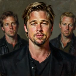 attractive brad pitt as seen in the movie fight club. highly detailed painting by gaston bussiere, craig mullins, j. c. leyendecker 8 k