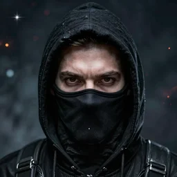 mysterious assassin, wearing black face musk, by wlop and greg rutkowski, magical atmosphere, octane render, trending on artstation, hyperdetailed face, cinematic, hyper realism