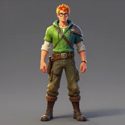 short spiky hair and glasses male white, dndbeyond, bright, colourful, realistic, dnd character portrait, full body, pathfinder, pinterest, art by ralph horsley, dnd, rpg, lotr game design fanart by concept art, behance hd, artstation, deviantart, hdr render in unreal engine 5