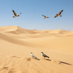 birds in a desert, artstation, cgsociety
