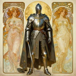 knights templar with cape, futurism, character design, painting by gaston bussiere, greg rutkowski, artgerm, alphonse mucha, trending on artstation