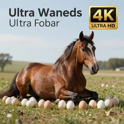 horses laying eggs, photorealistic, award - winning, hyperrealistic, 4 k, ultra hd, octane rendering, unreal 5 engine
