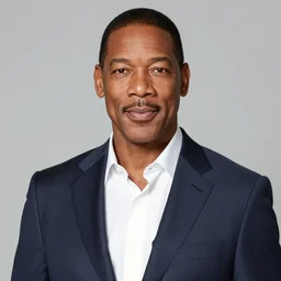 upper body photograph of a white man resembling martin lawrence, dignified, proffesional shot
