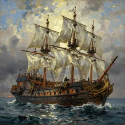 massive pirate ship wreck by ivan aivazovsky